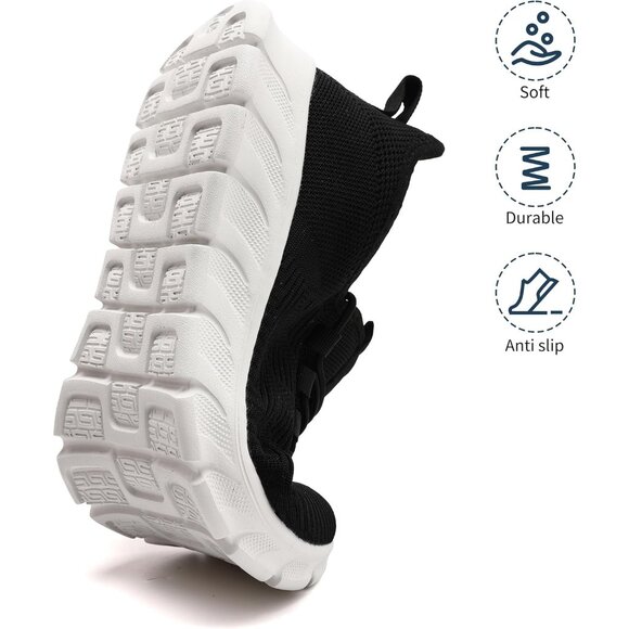 Women H Black-white Running Tennis Lightweight Workout Sport Jogging Sneakers - Picture 6 of 7